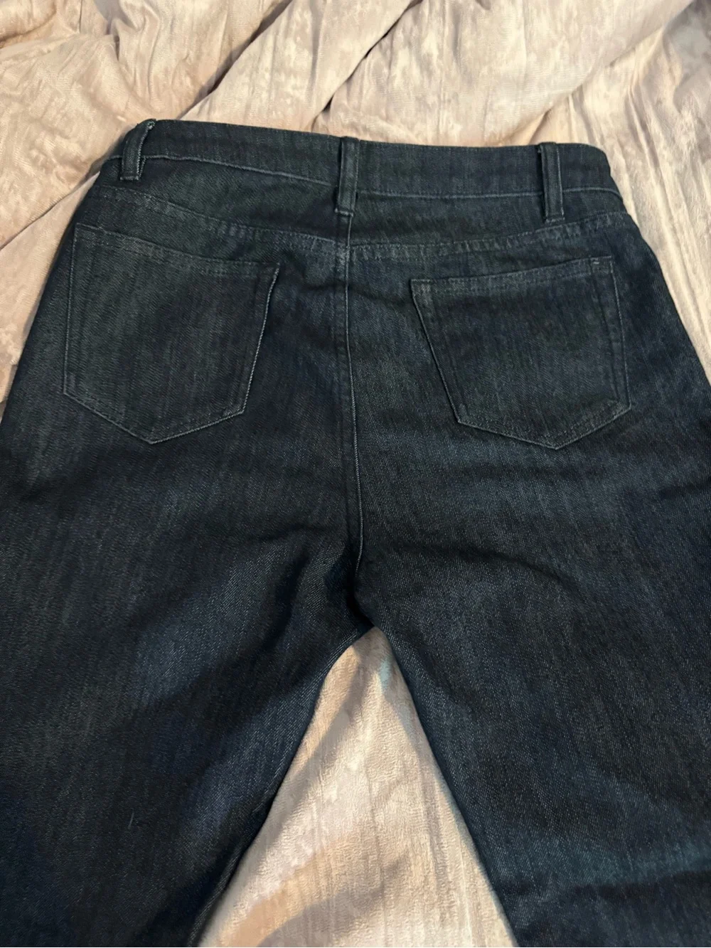 Michael Kors Dark Indigo Wide-Leg Jeans with Gold Hardware